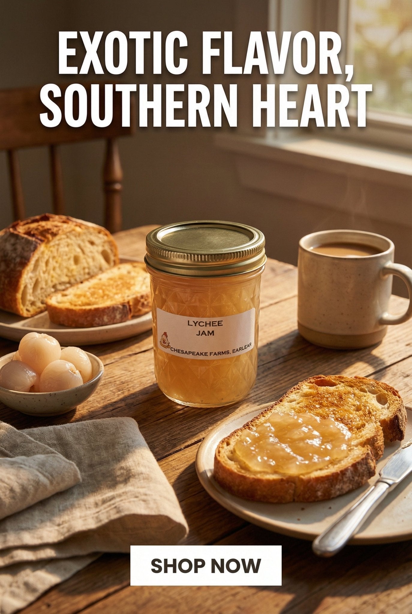 Lychee Jam – 8 oz Jar – Organic, Arkansas Grown – Small Batch – Exotic Flavor & - Chesapeake Farms LLC - Gourmet Jams/Jellies & Coffee - Original Artworks - Antiques