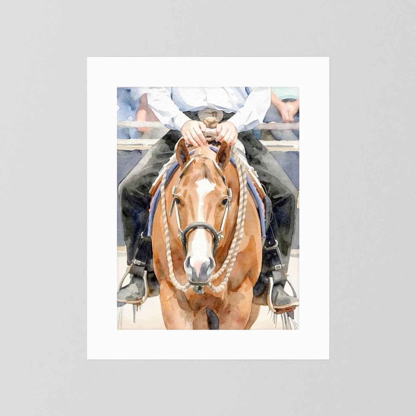 Waiting For Results - Western Pleasure Quarter Horse in Watercolors