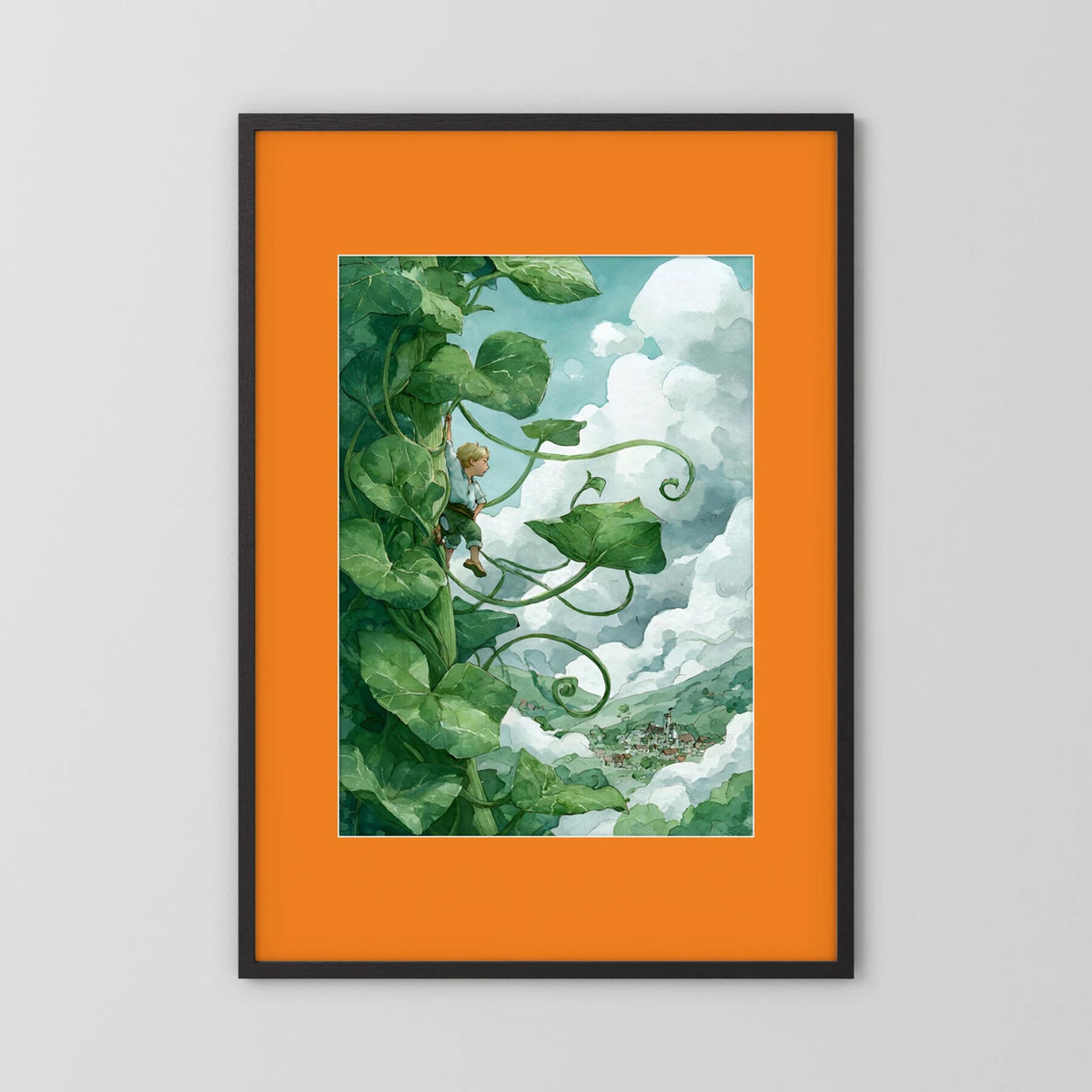 Jack’s Ascent to the Clouds - Jack and the Beanstalk in Watercolors