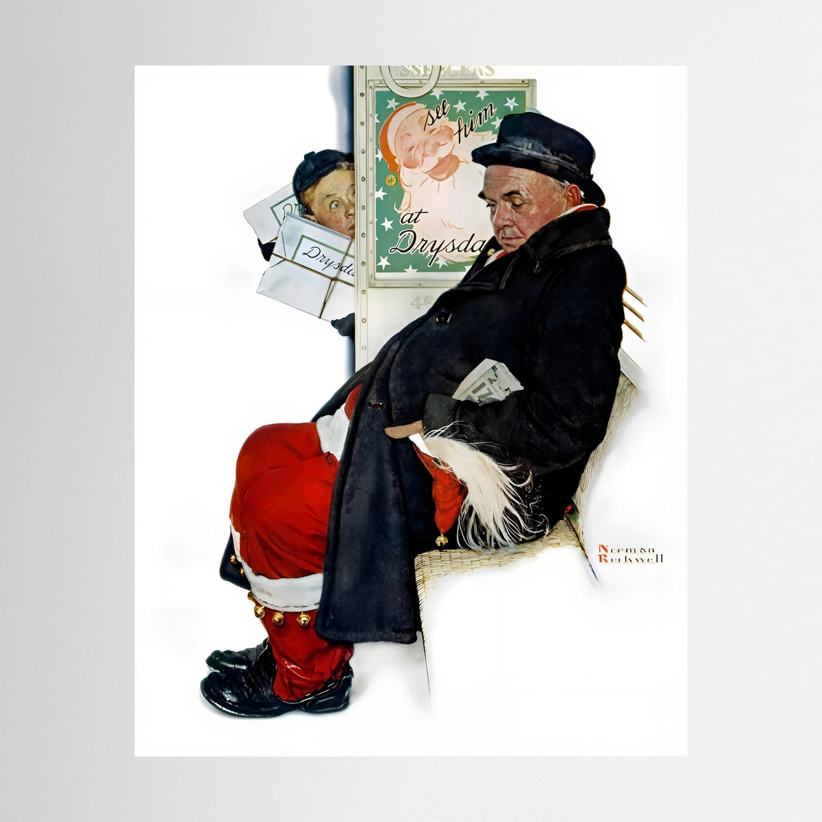 Norman Rockwell “Off Duty Santa” 1940 Vintage Christmas Art Print