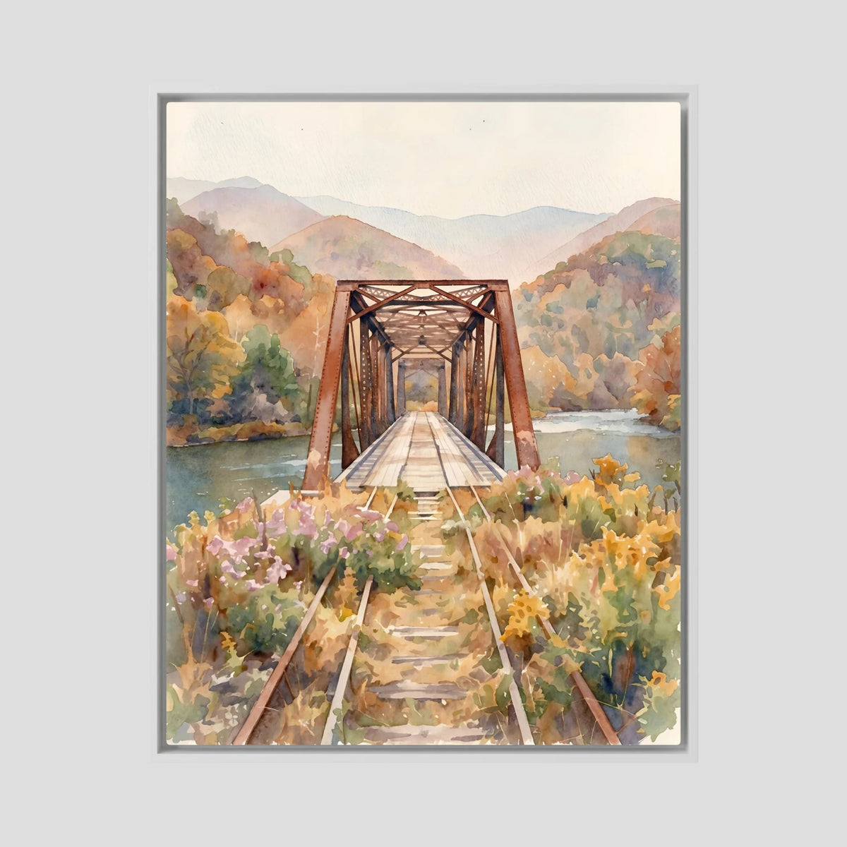 Old Bridge in Autumn in Watercolors