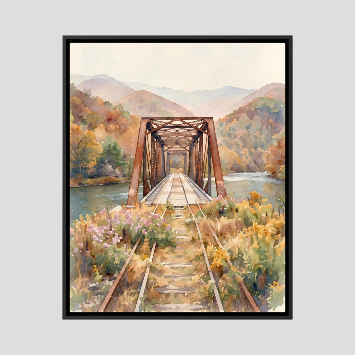 Old Bridge in Autumn in Watercolors