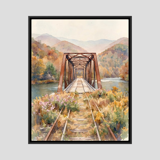Old Bridge in Autumn in Watercolors