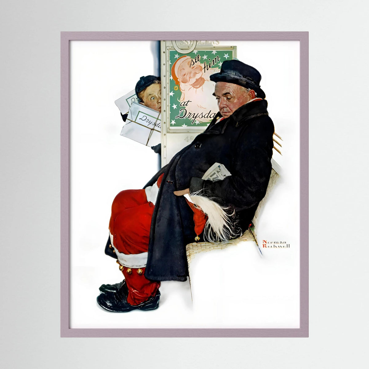 Norman Rockwell “Off Duty Santa” 1940 Vintage Christmas Art Print