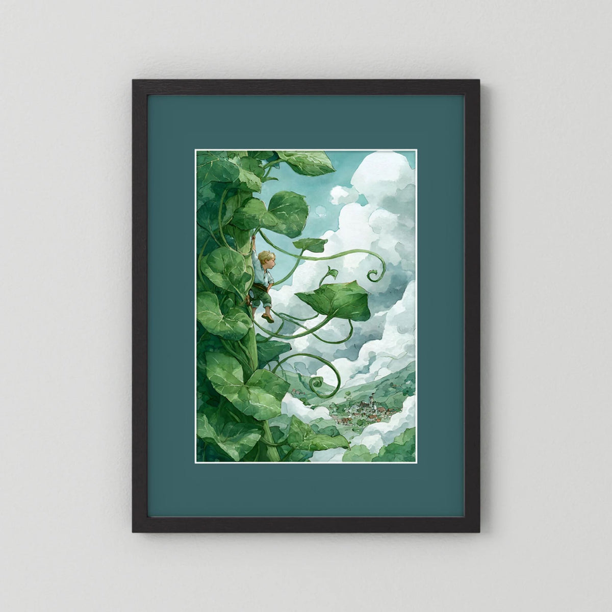 Jack’s Ascent to the Clouds - Jack and the Beanstalk in Watercolors