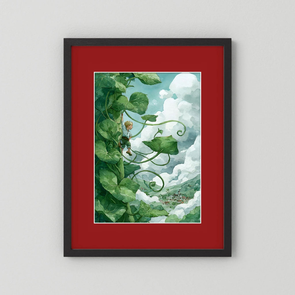 Jack’s Ascent to the Clouds - Jack and the Beanstalk in Watercolors