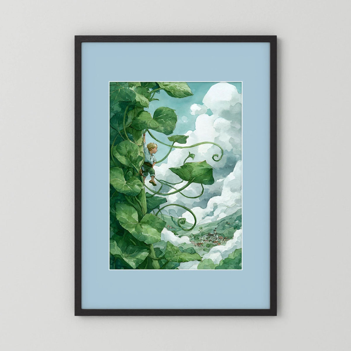 Jack’s Ascent to the Clouds - Jack and the Beanstalk in Watercolors