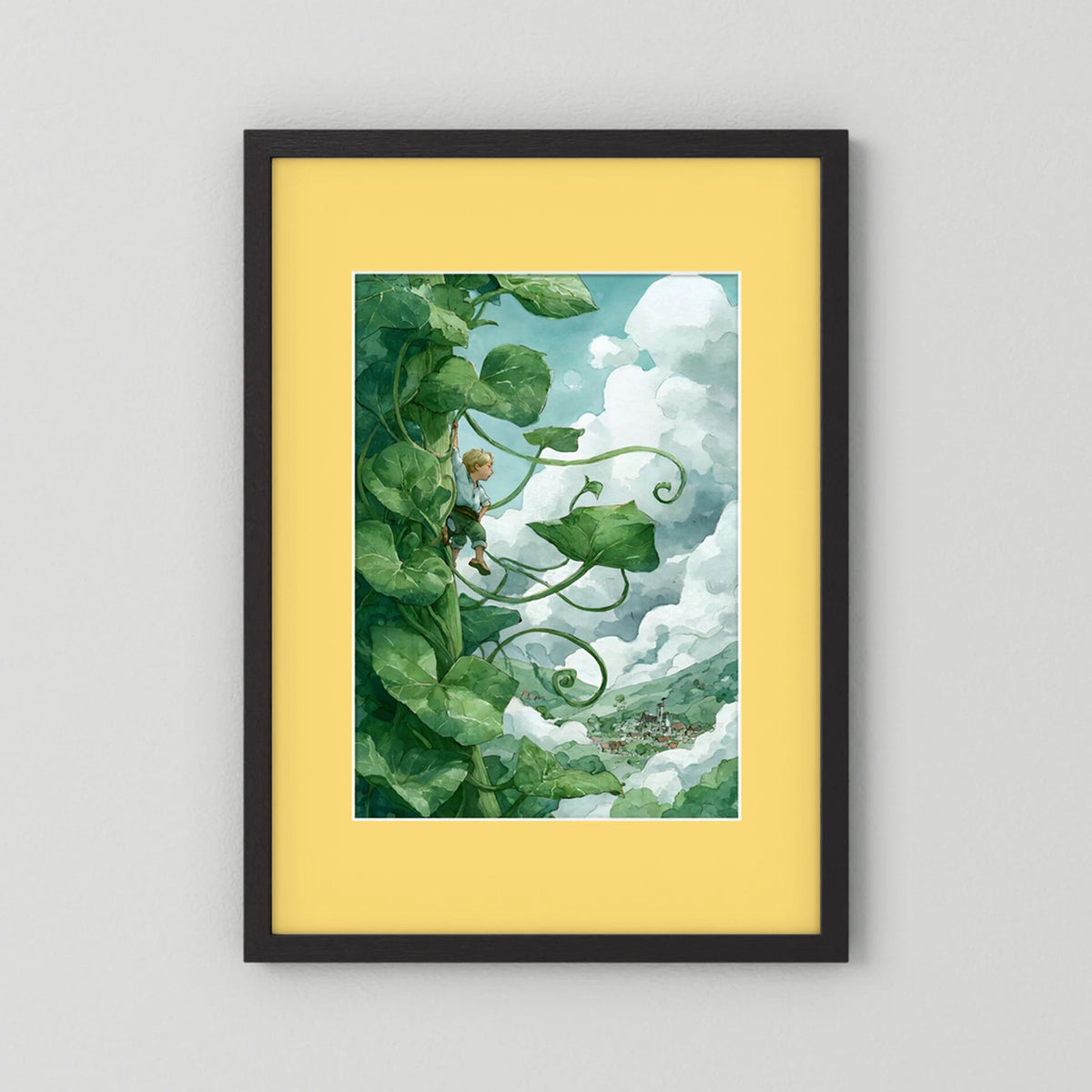 Jack’s Ascent to the Clouds - Jack and the Beanstalk in Watercolors