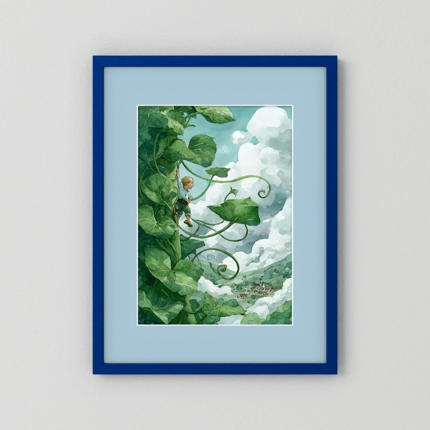 Jack’s Ascent to the Clouds - Jack and the Beanstalk in Watercolors