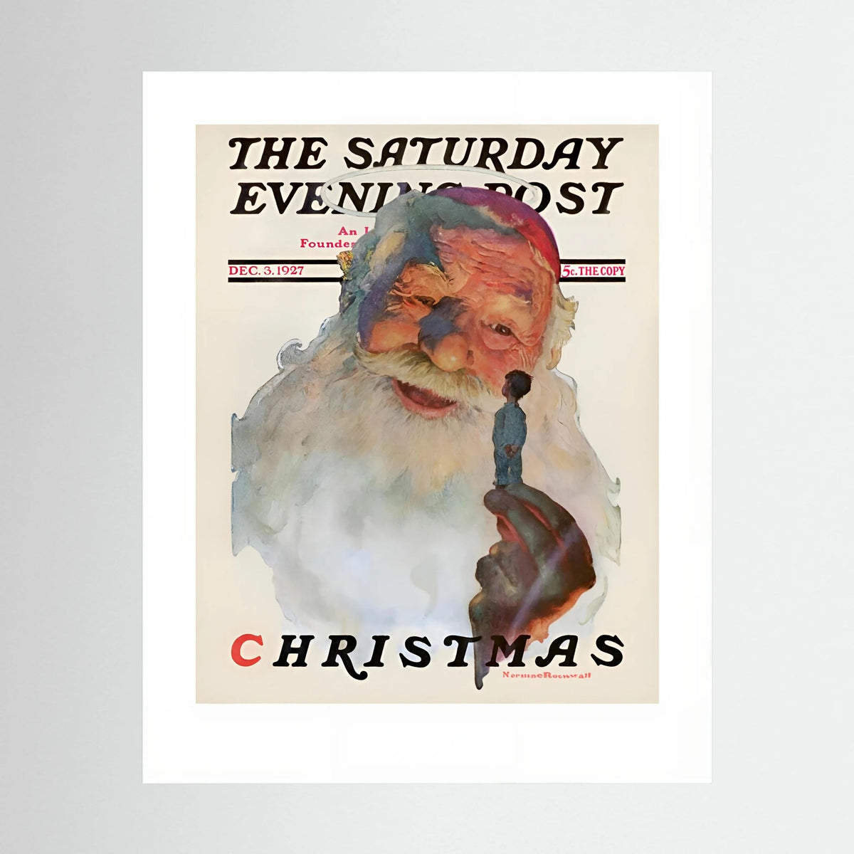 Norman Rockwell “Christmas, 1927” Vintage Santa Print – Heavy Matte Cardstock