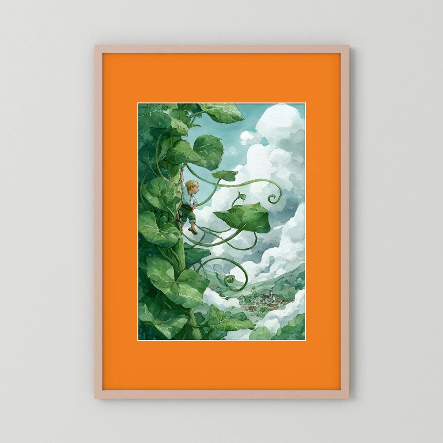 Jack’s Ascent to the Clouds - Jack and the Beanstalk in Watercolors