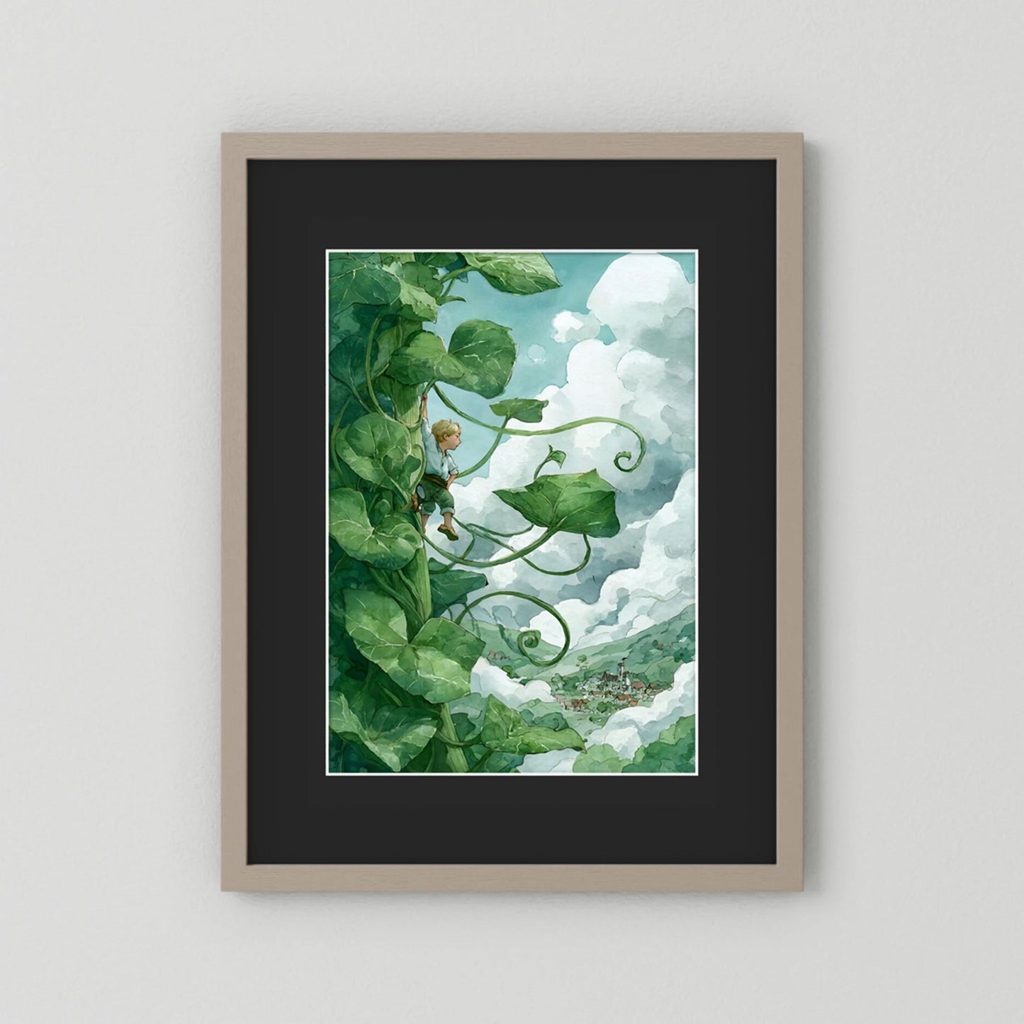 Jack’s Ascent to the Clouds - Jack and the Beanstalk in Watercolors