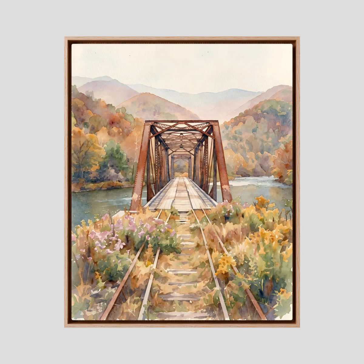 Old Bridge in Autumn in Watercolors