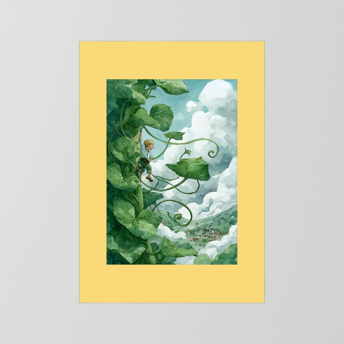 Jack’s Ascent to the Clouds - Jack and the Beanstalk in Watercolors