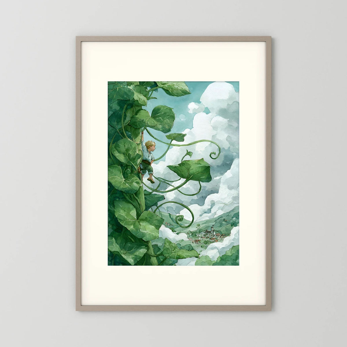 Jack’s Ascent to the Clouds - Jack and the Beanstalk in Watercolors