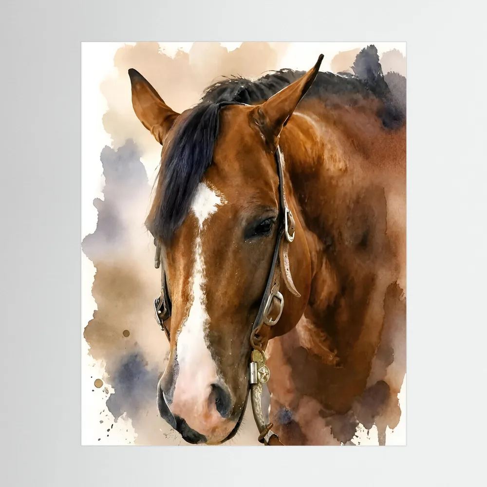Bridle & Soft Wash — Quarter Horse Watercolor