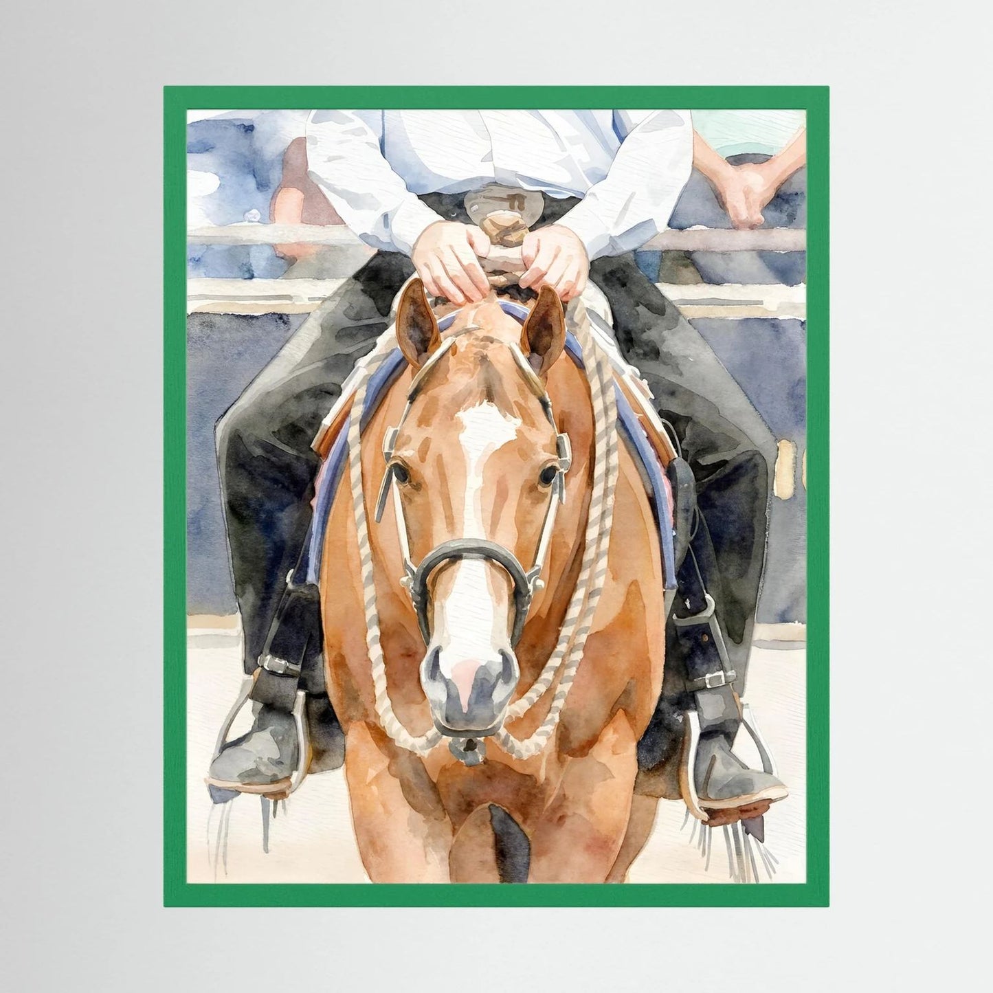 Waiting For Results - Western Pleasure Quarter Horse in Watercolors
