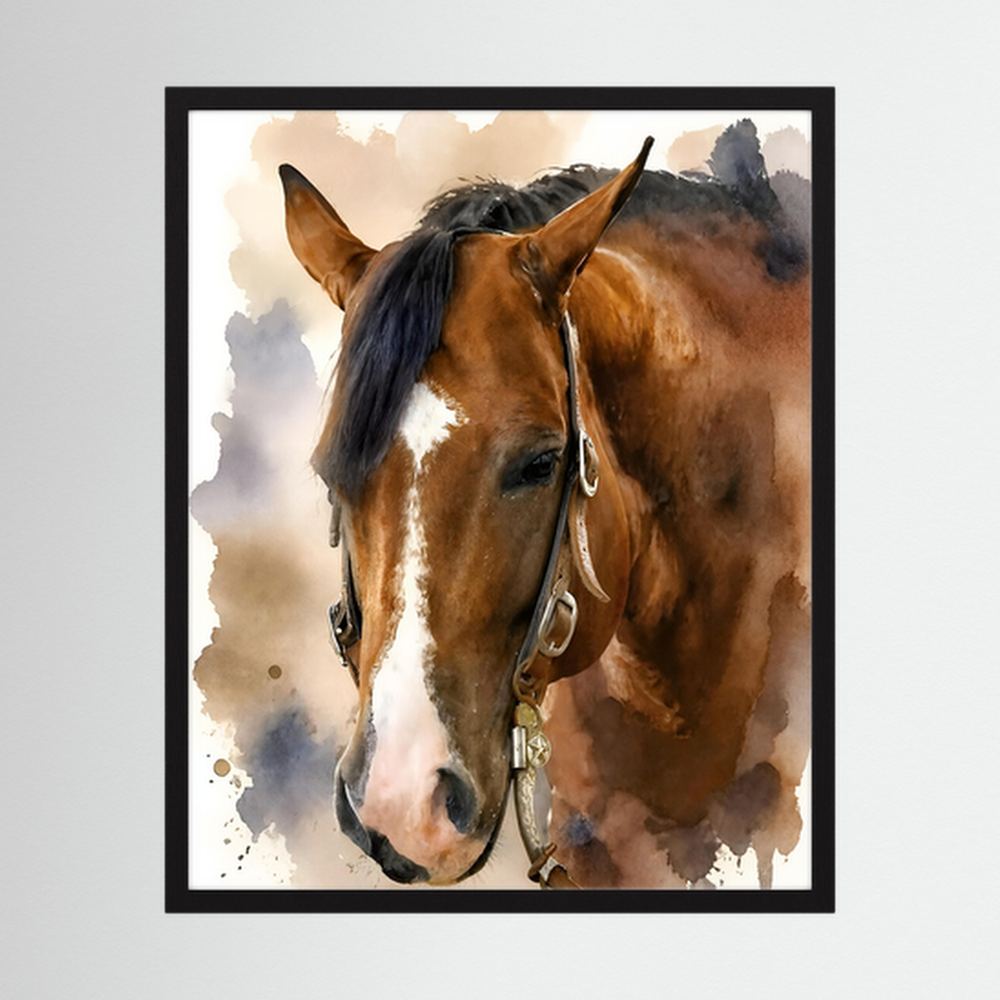 Bridle & Soft Wash — Quarter Horse Watercolor