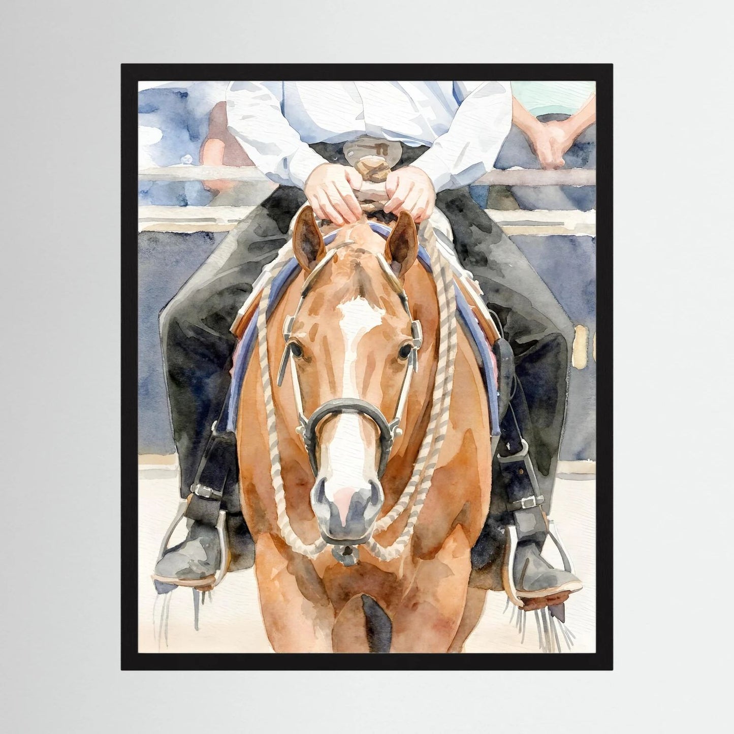 Waiting For Results - Western Pleasure Quarter Horse in Watercolors