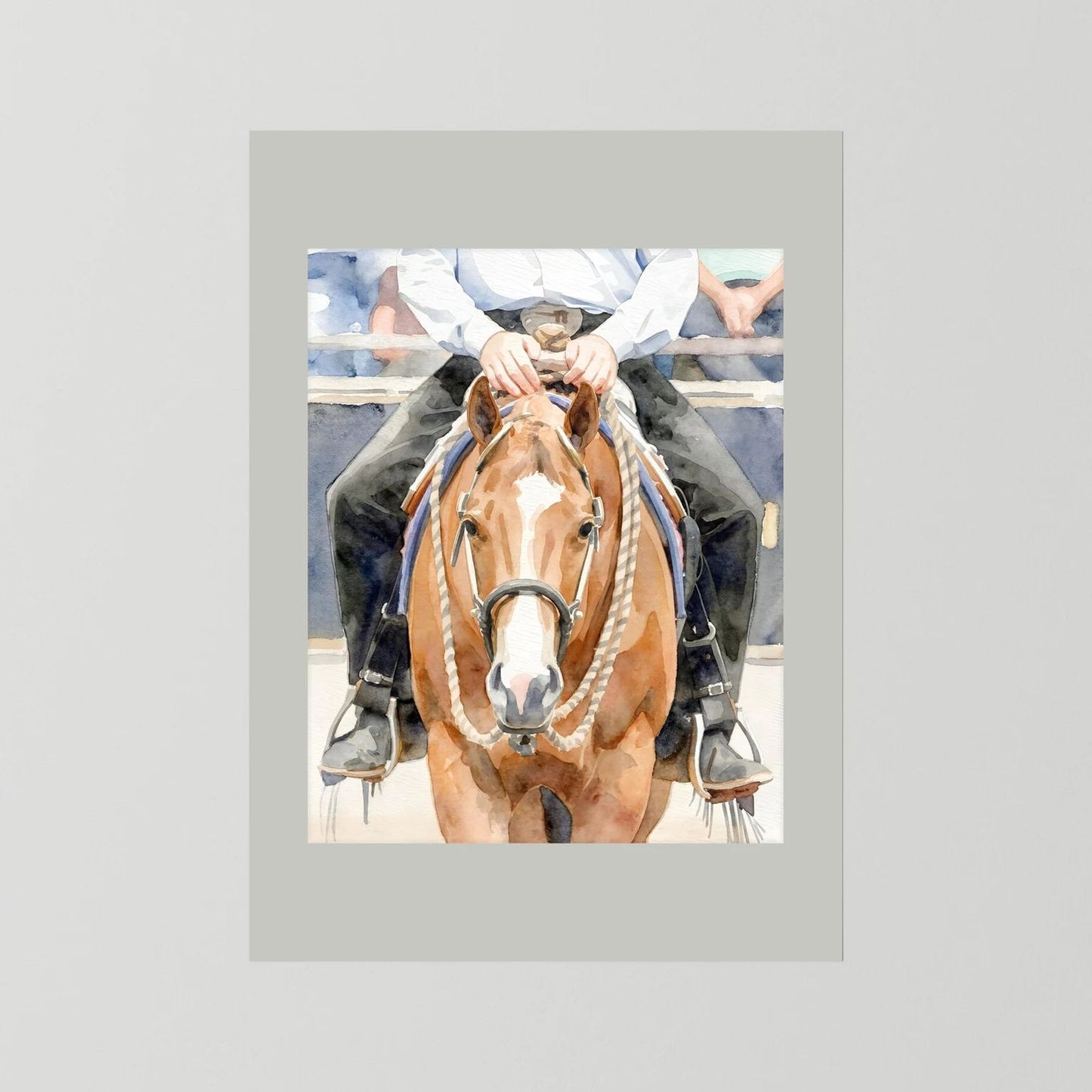 Waiting For Results - Western Pleasure Quarter Horse in Watercolors