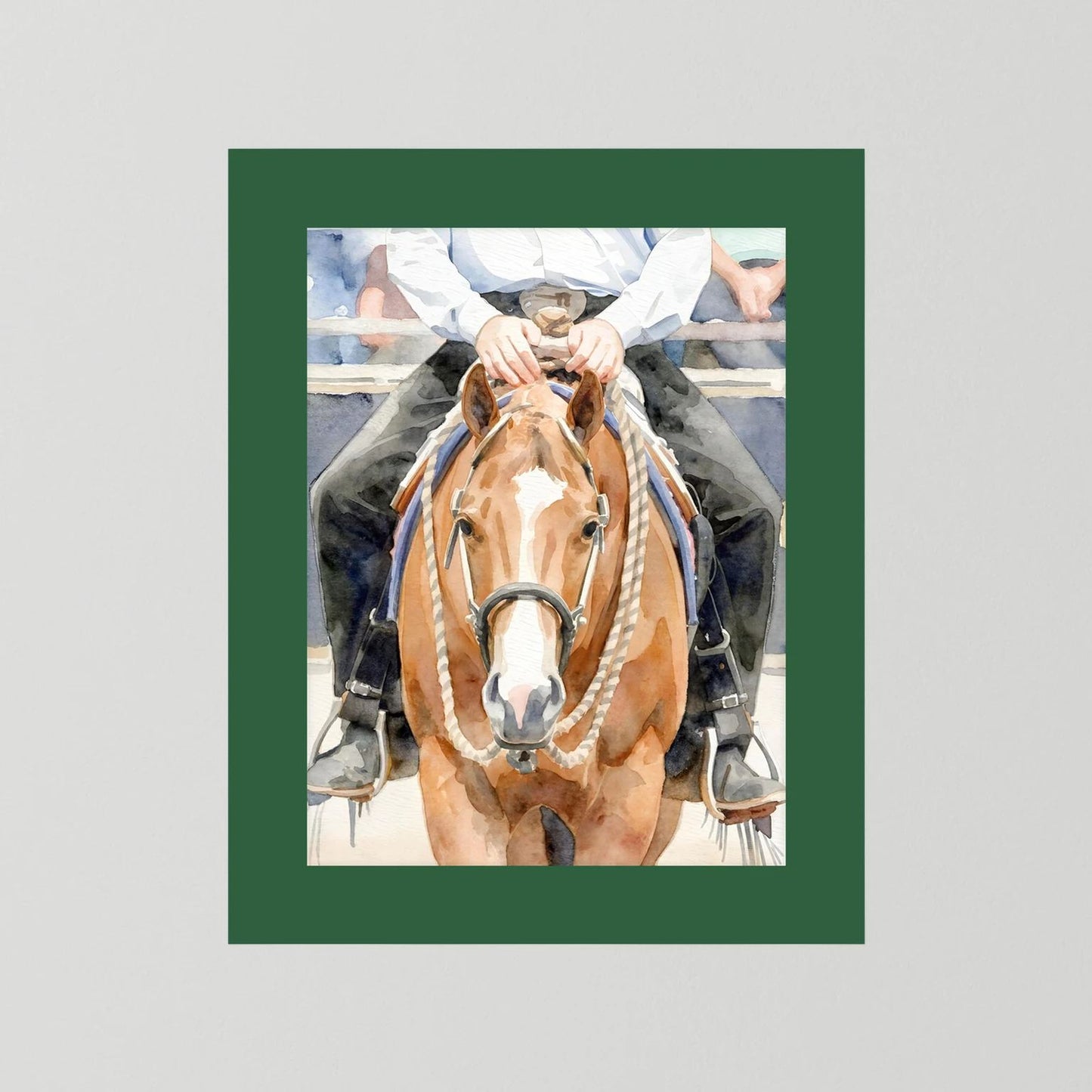 Waiting For Results - Western Pleasure Quarter Horse in Watercolors
