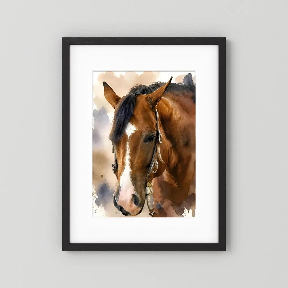 Bridle & Soft Wash — Quarter Horse Watercolor