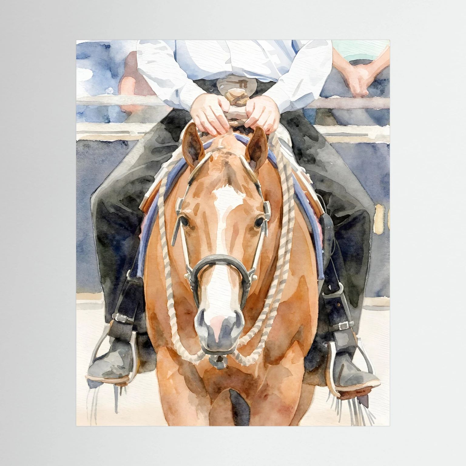 Waiting For Results - Western Pleasure Quarter Horse in Watercolors