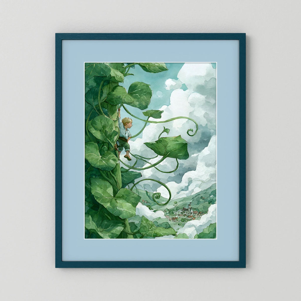 Jack’s Ascent to the Clouds - Jack and the Beanstalk in Watercolors