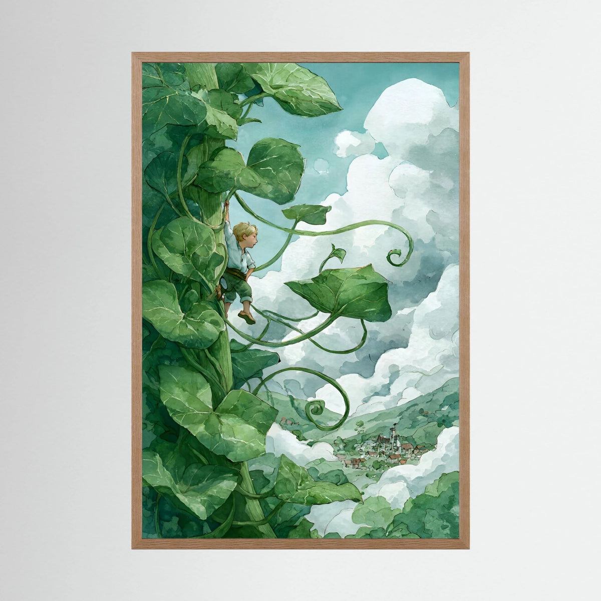Jack’s Ascent to the Clouds - Jack and the Beanstalk in Watercolors