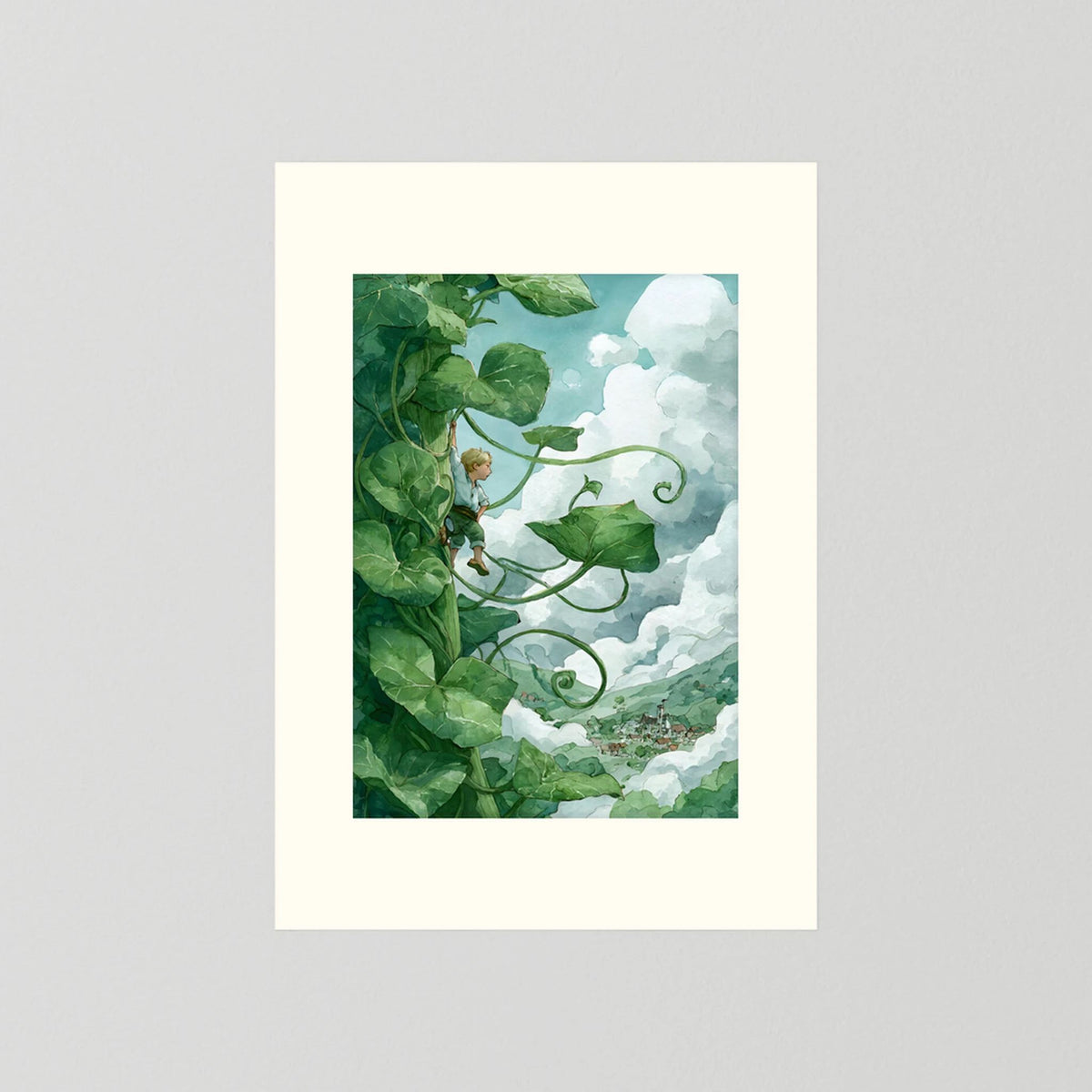 Jack’s Ascent to the Clouds - Jack and the Beanstalk in Watercolors
