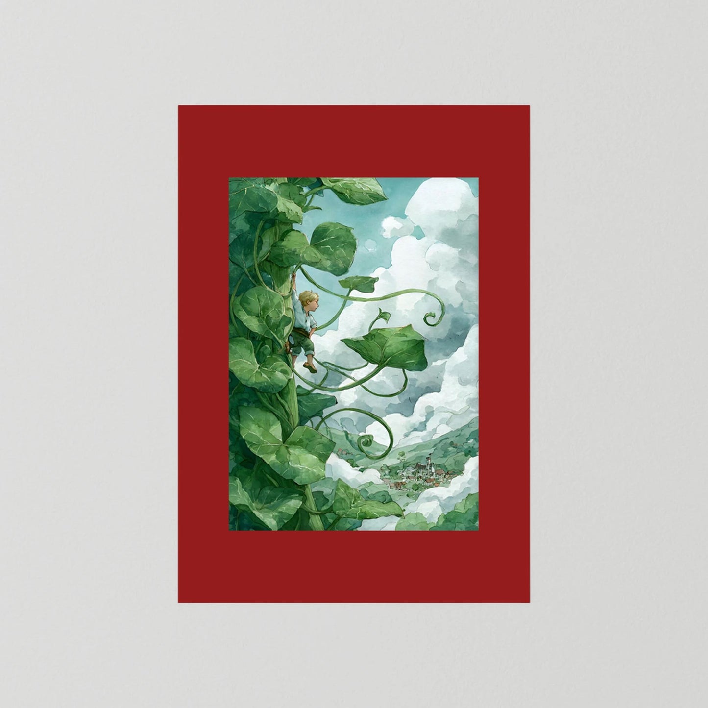 Jack’s Ascent to the Clouds - Jack and the Beanstalk in Watercolors