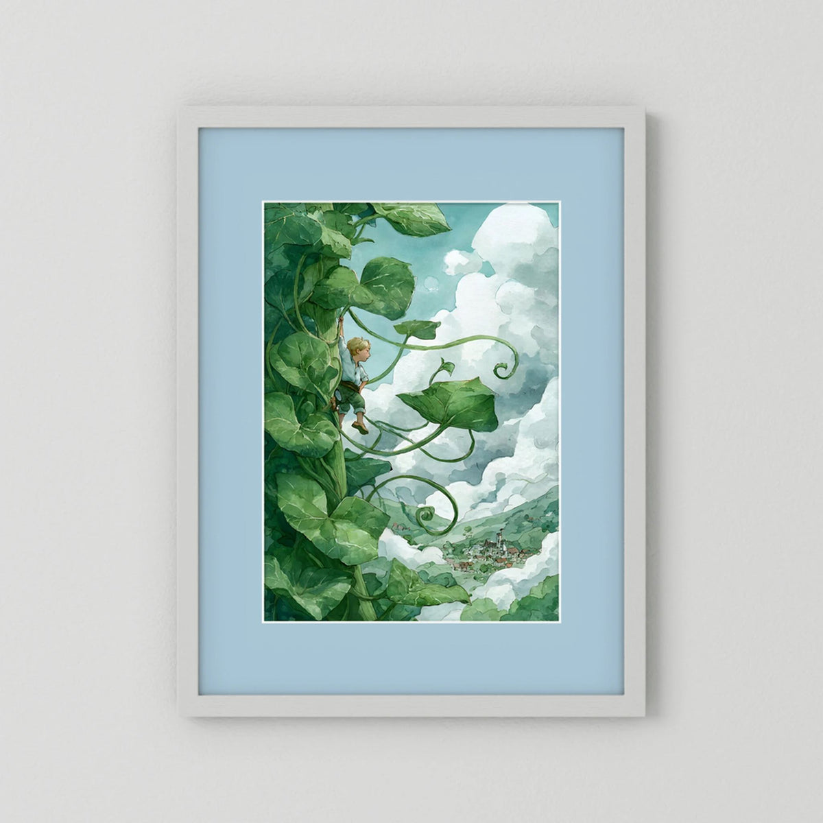 Jack’s Ascent to the Clouds - Jack and the Beanstalk in Watercolors