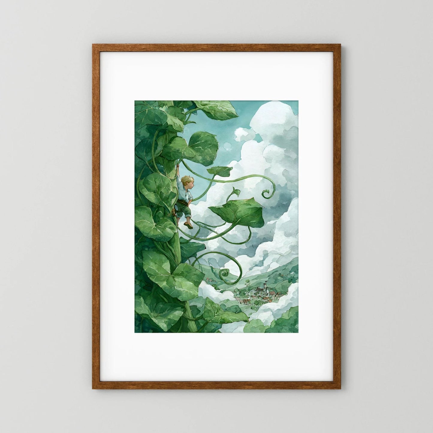 Jack’s Ascent to the Clouds - Jack and the Beanstalk in Watercolors