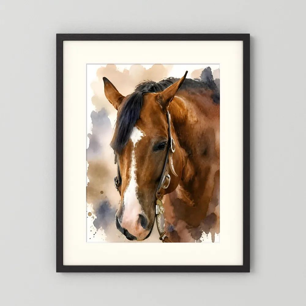 Bridle & Soft Wash — Quarter Horse Watercolor