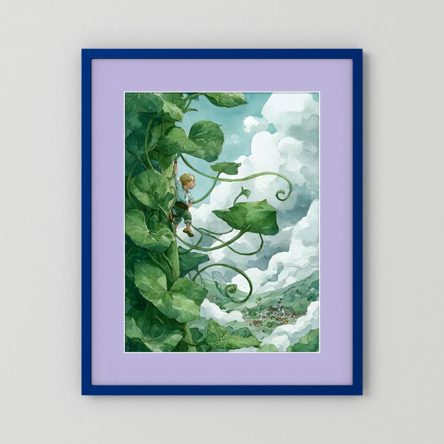 Jack’s Ascent to the Clouds - Jack and the Beanstalk in Watercolors