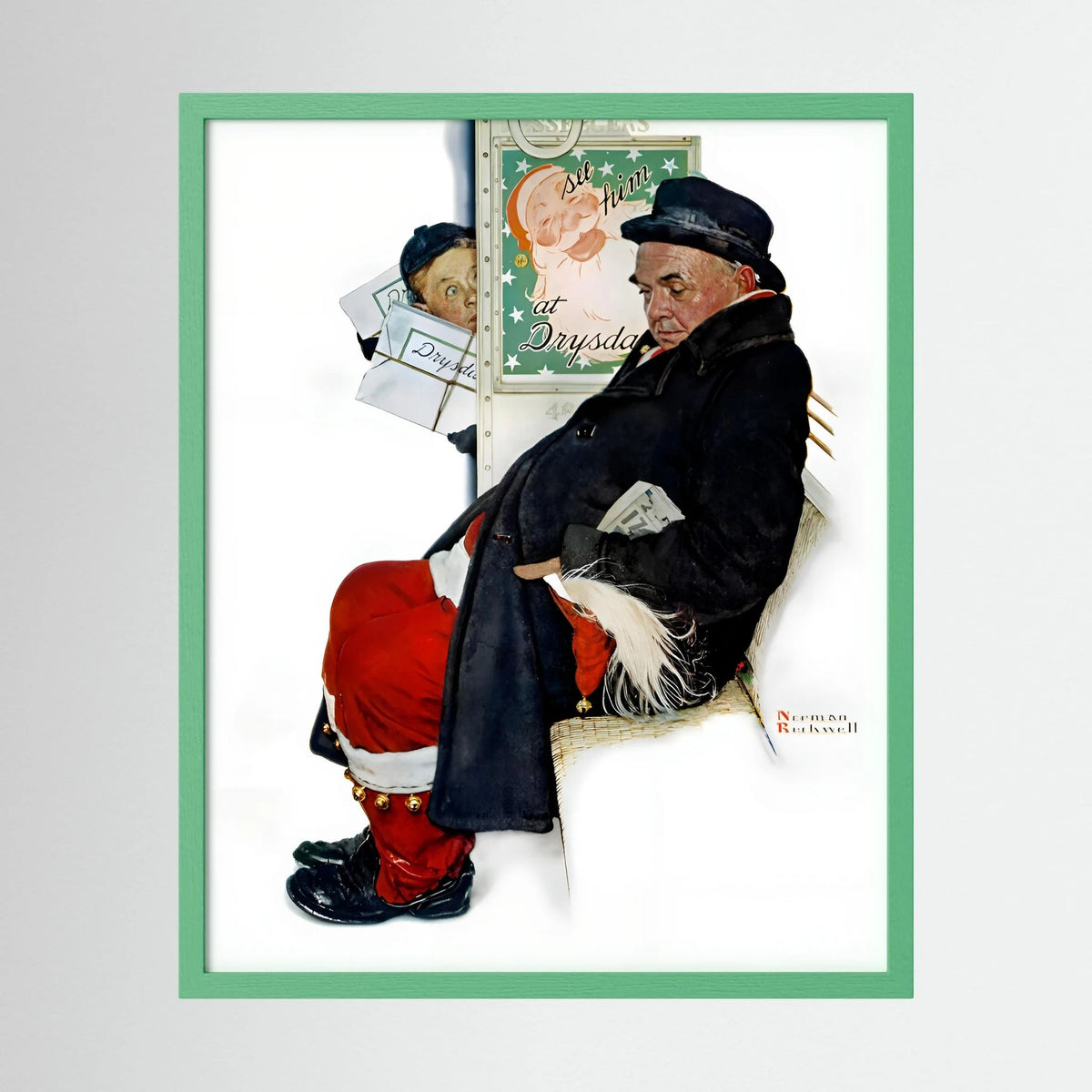 Norman Rockwell “Off Duty Santa” 1940 Vintage Christmas Art Print