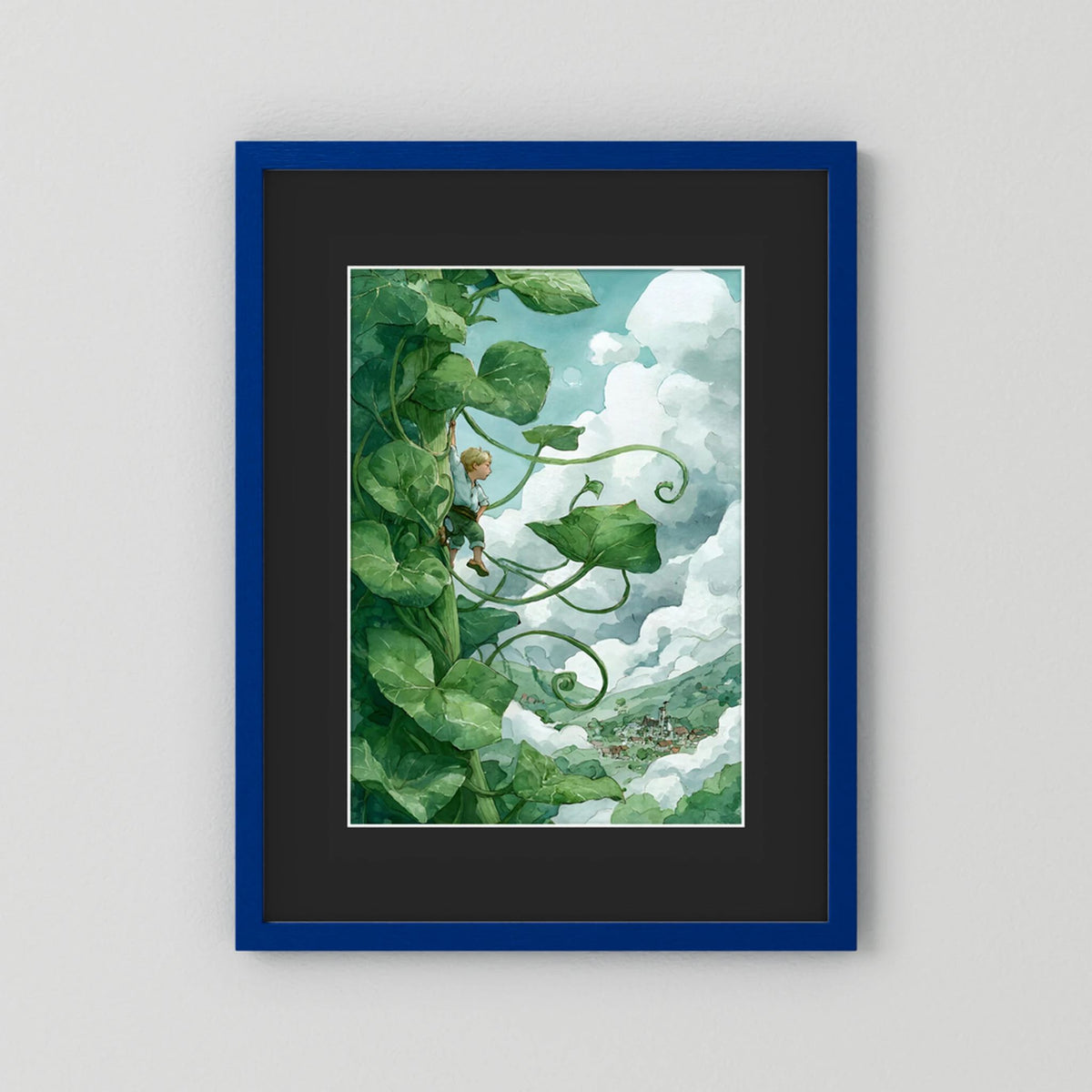 Jack’s Ascent to the Clouds - Jack and the Beanstalk in Watercolors