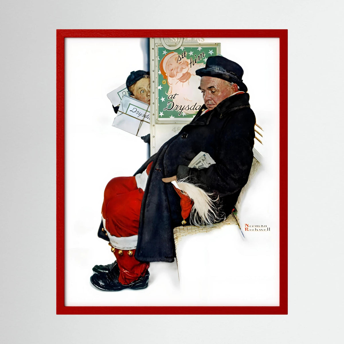 Norman Rockwell “Off Duty Santa” 1940 Vintage Christmas Art Print