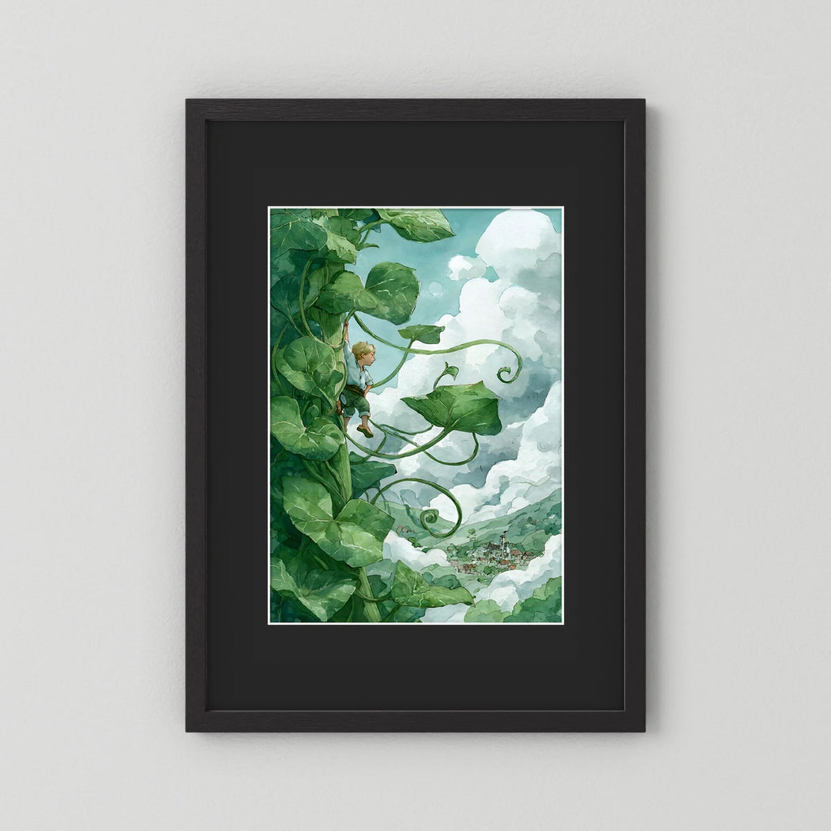 Jack’s Ascent to the Clouds - Jack and the Beanstalk in Watercolors