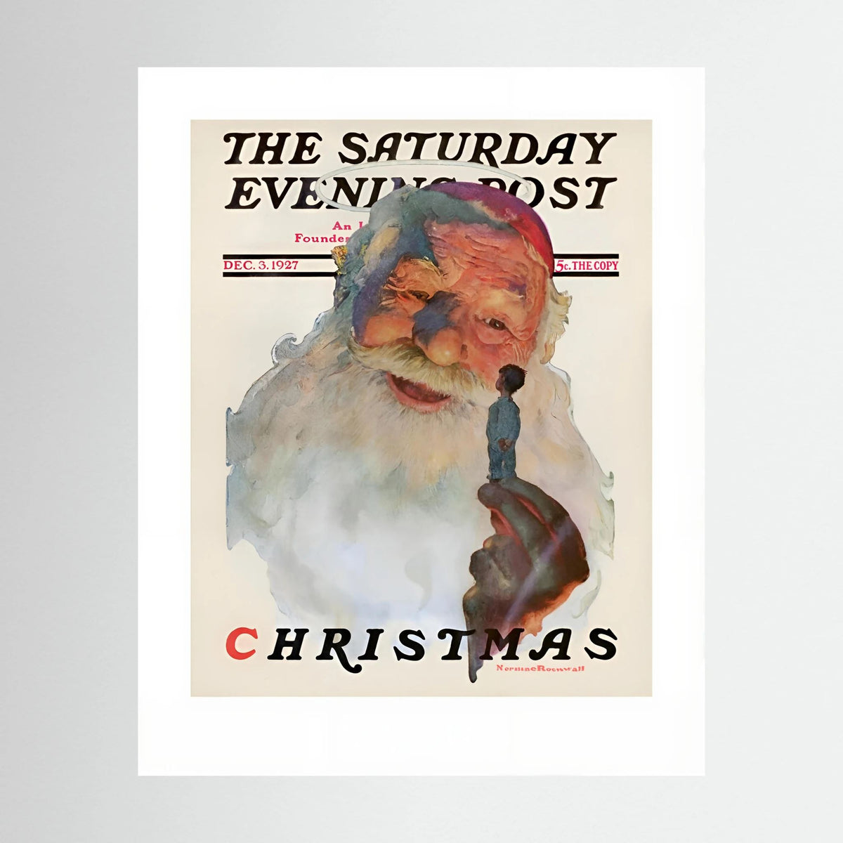 Norman Rockwell “Christmas, 1927” Vintage Santa Print – Heavy Matte Cardstock