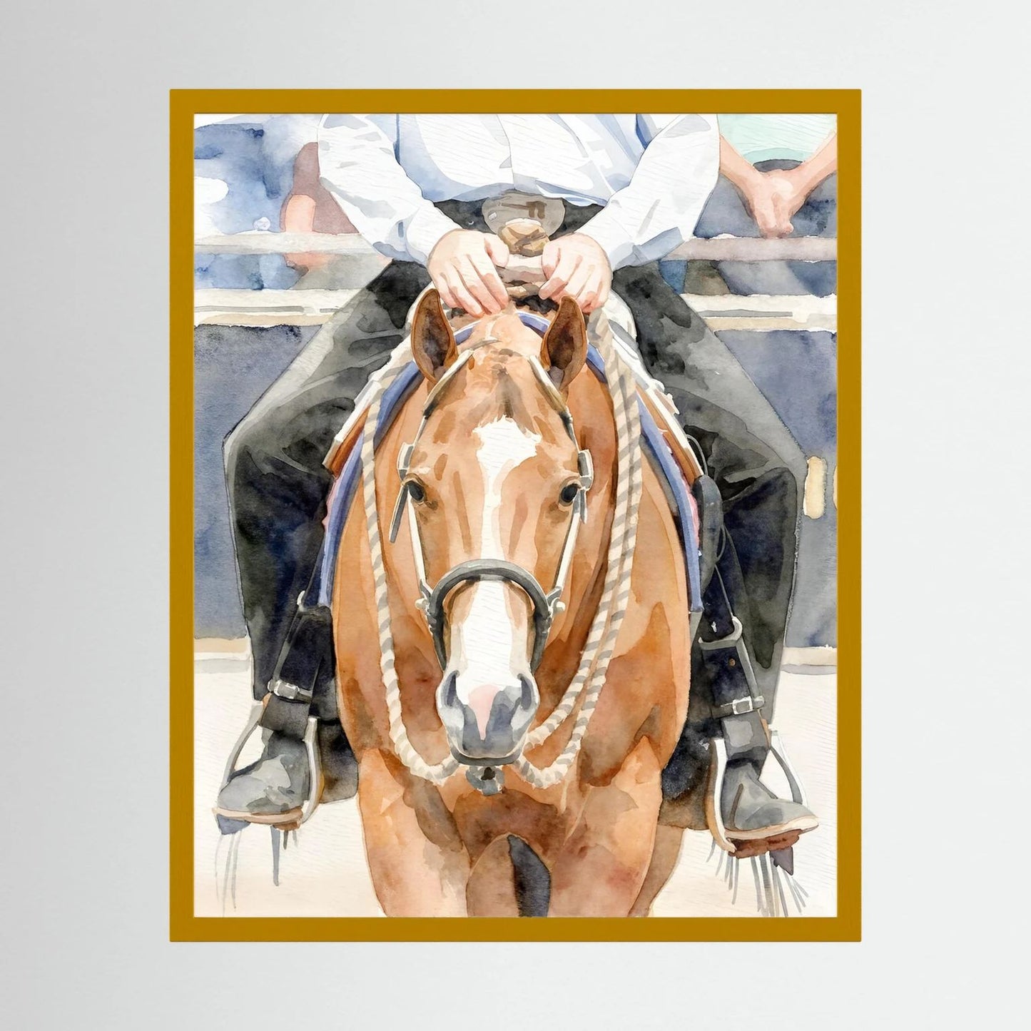 Waiting For Results - Western Pleasure Quarter Horse in Watercolors