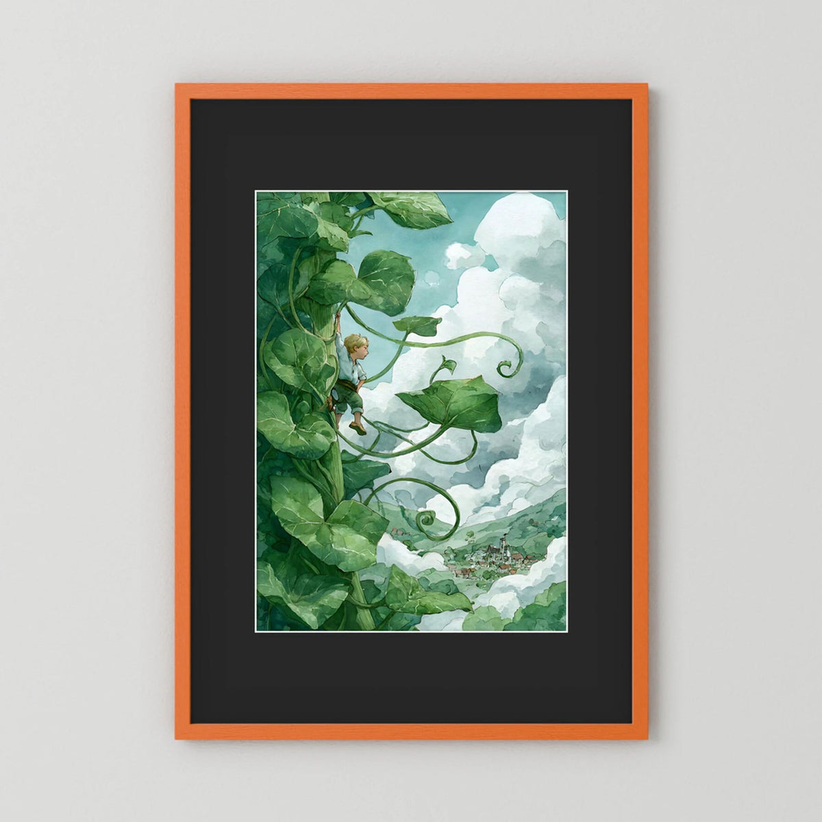 Jack’s Ascent to the Clouds - Jack and the Beanstalk in Watercolors