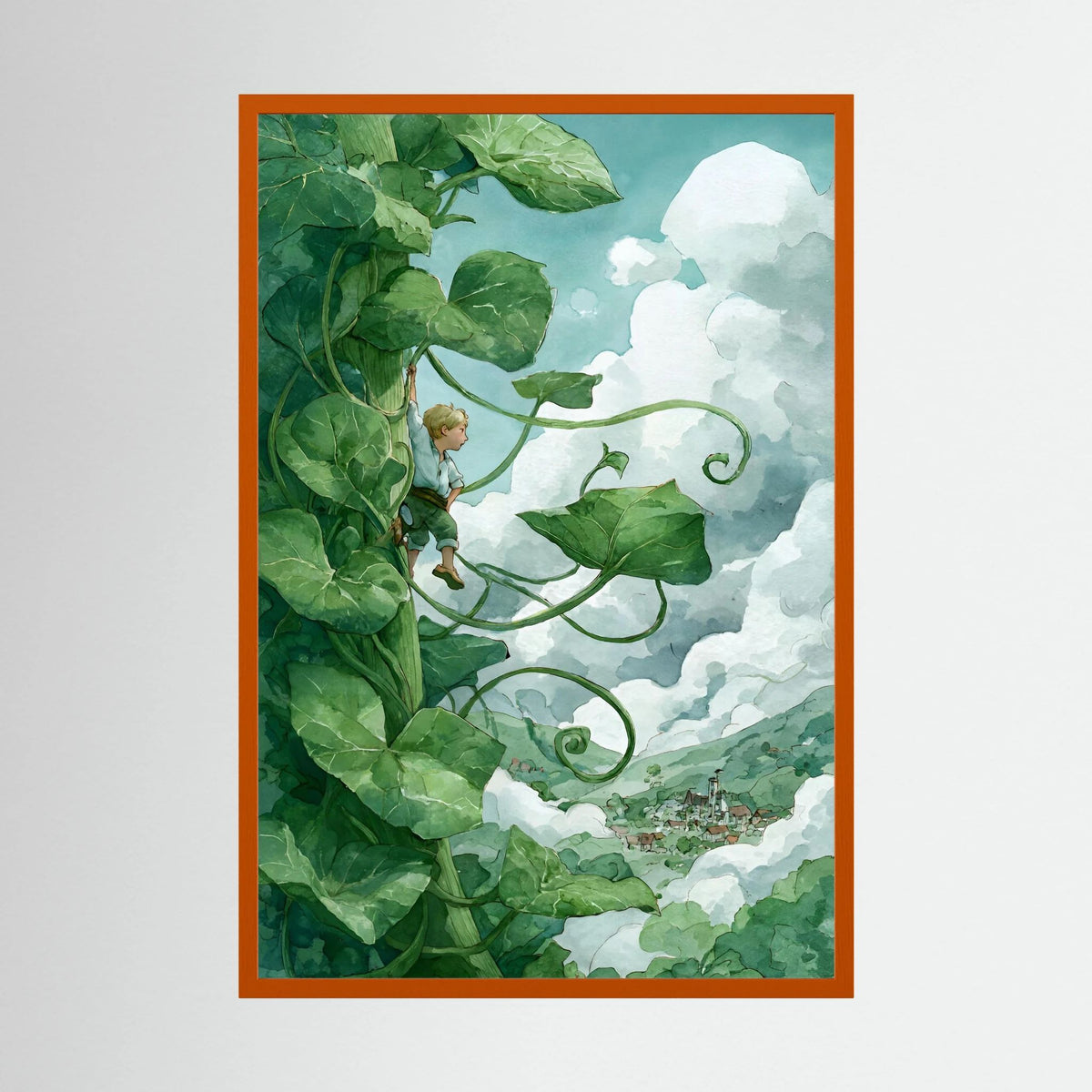 Jack’s Ascent to the Clouds - Jack and the Beanstalk in Watercolors