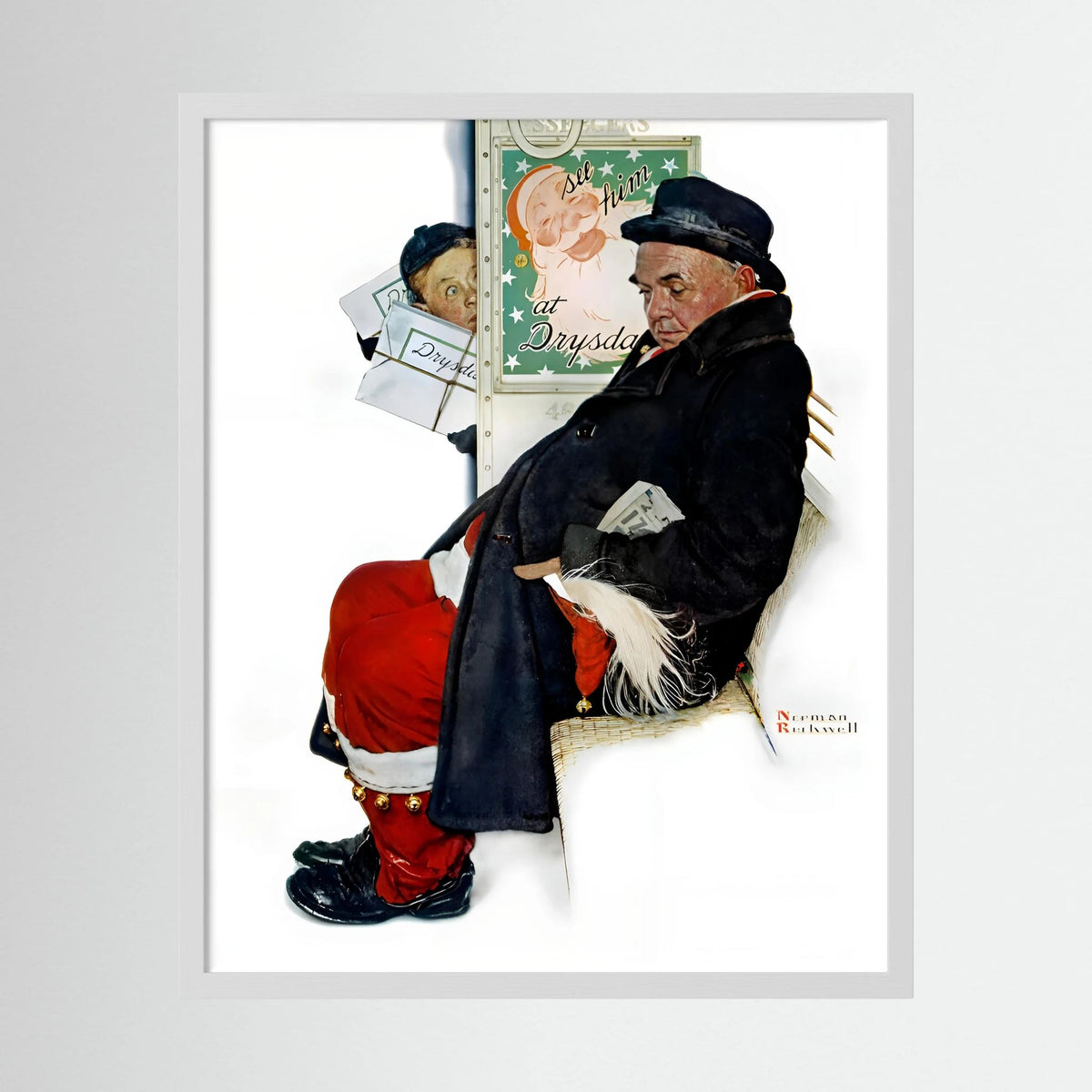Norman Rockwell “Off Duty Santa” 1940 Vintage Christmas Art Print