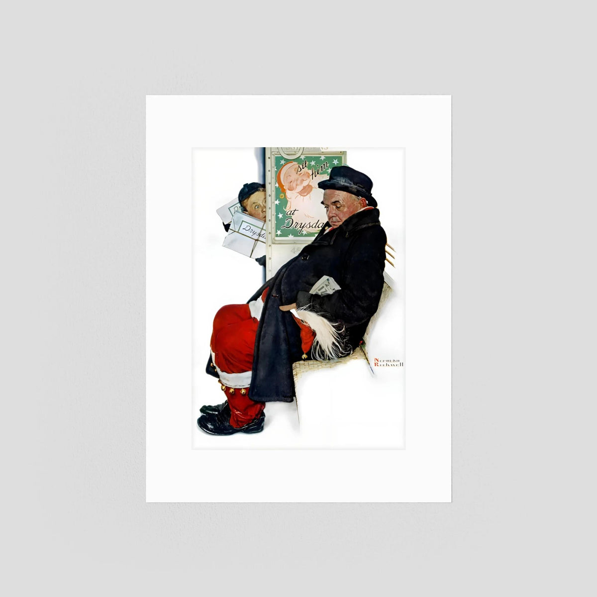 Norman Rockwell “Off Duty Santa” 1940 Vintage Christmas Art Print