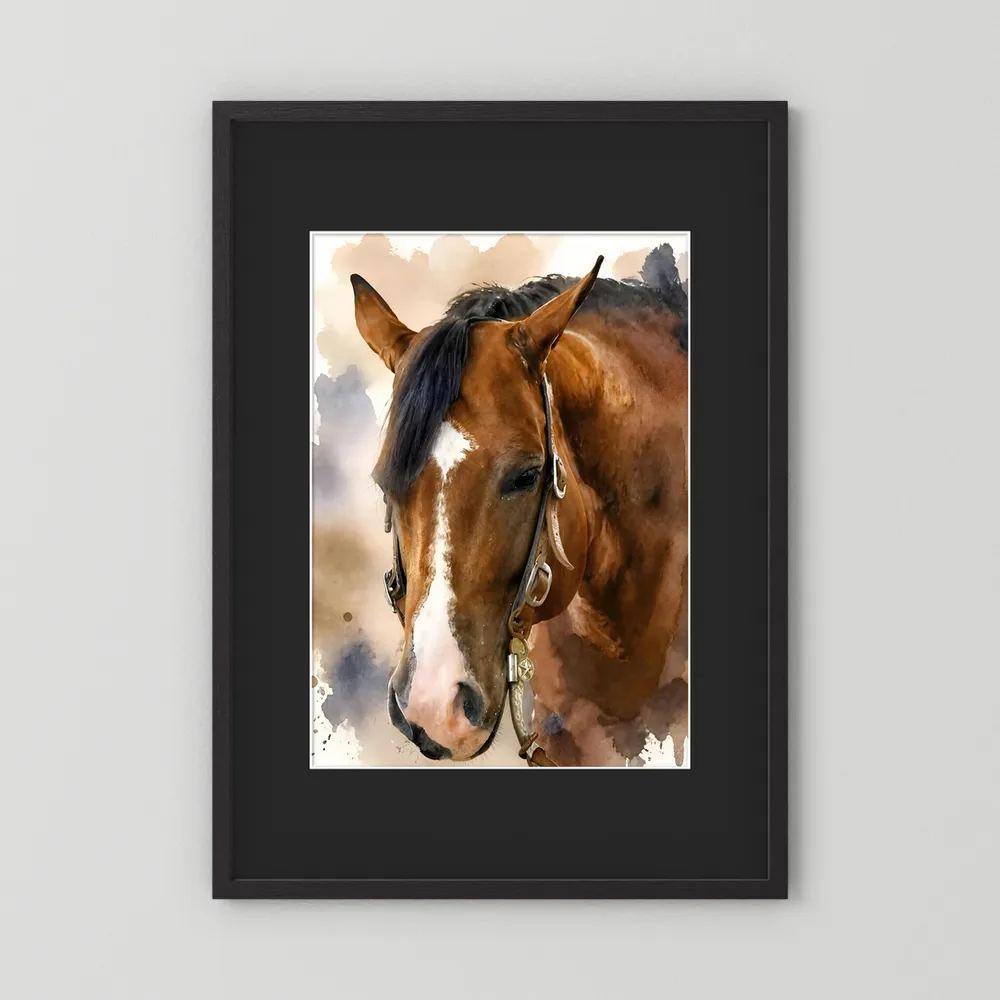Bridle & Soft Wash — Quarter Horse Watercolor