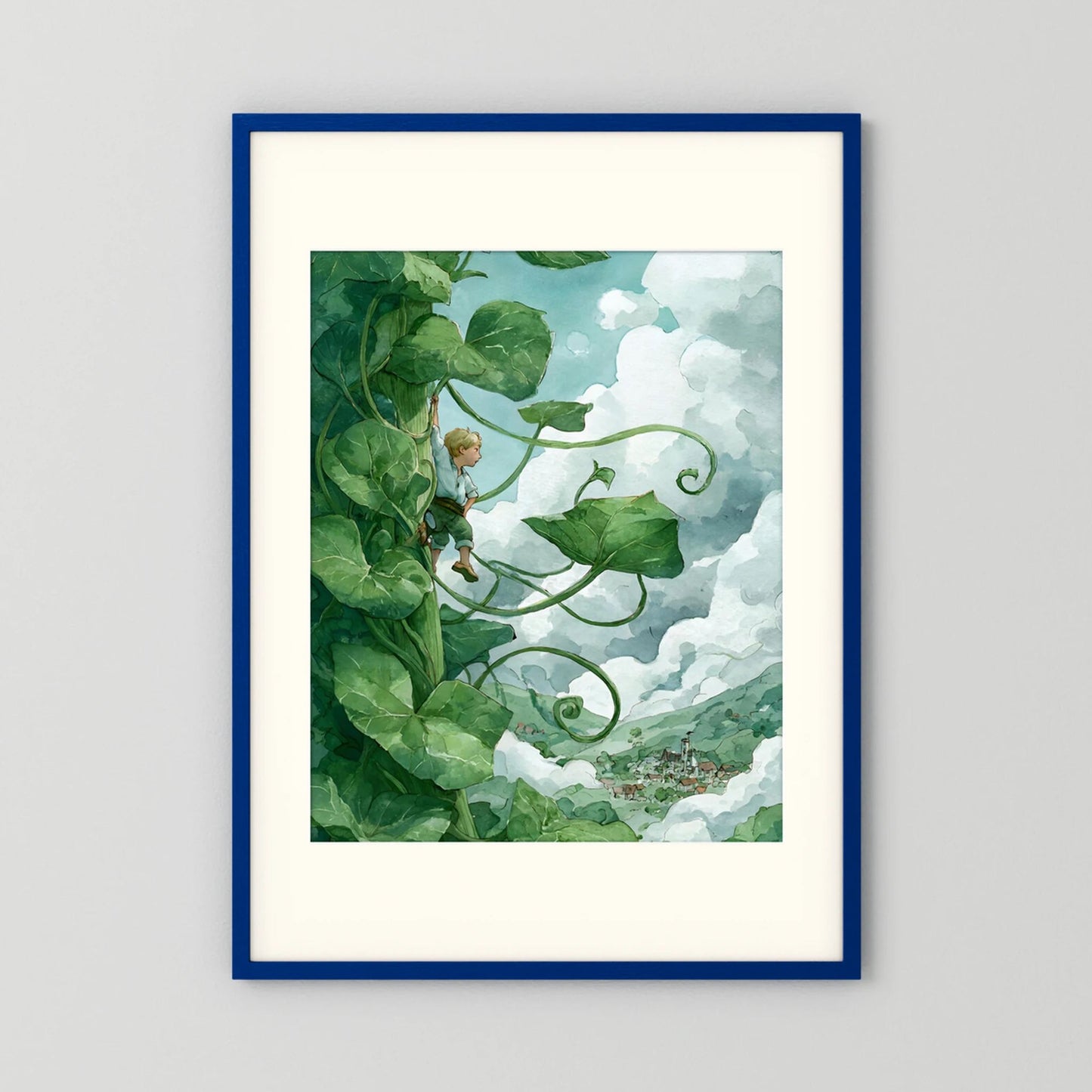 Jack’s Ascent to the Clouds - Jack and the Beanstalk in Watercolors