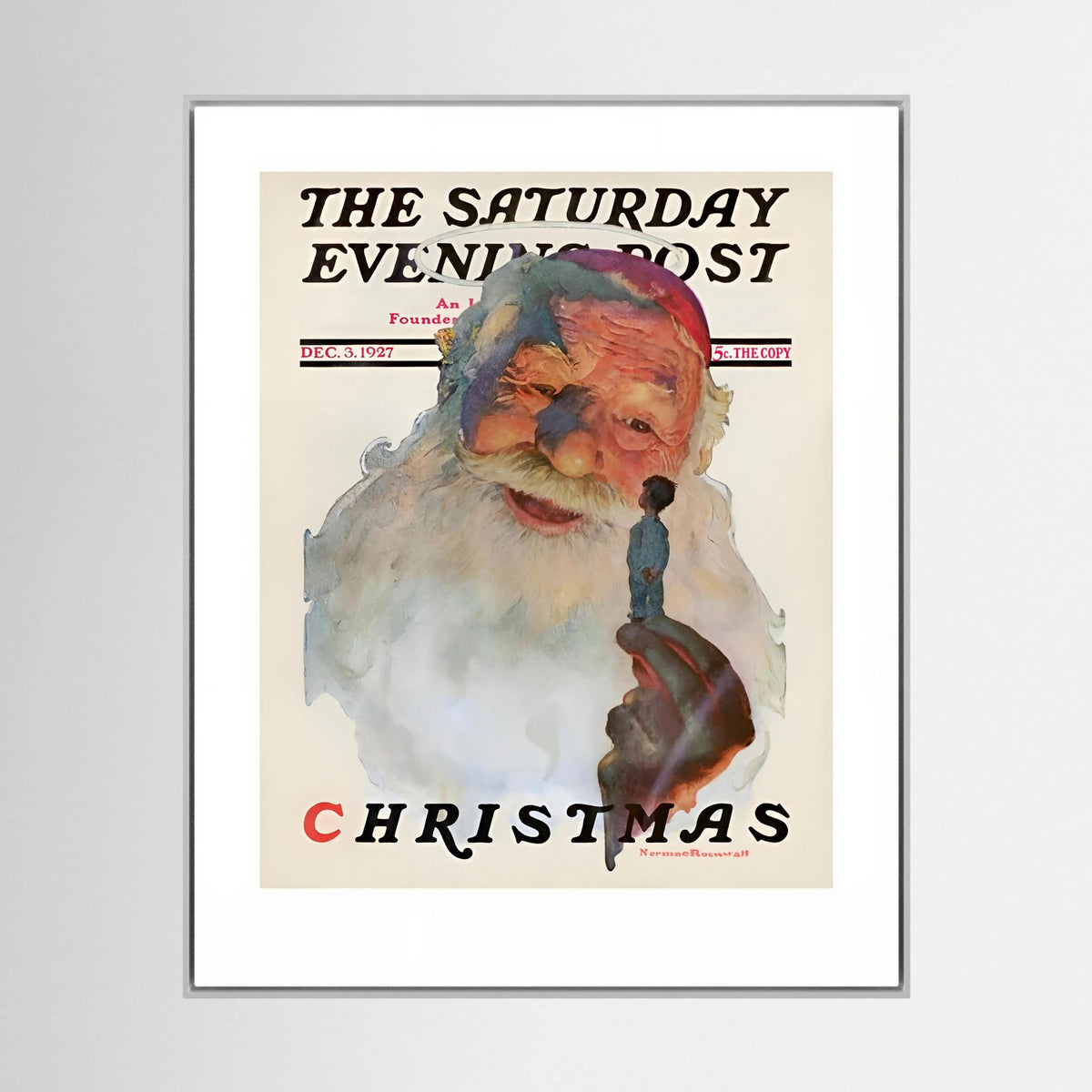 Norman Rockwell “Christmas, 1927” Vintage Santa Print – Heavy Matte Cardstock