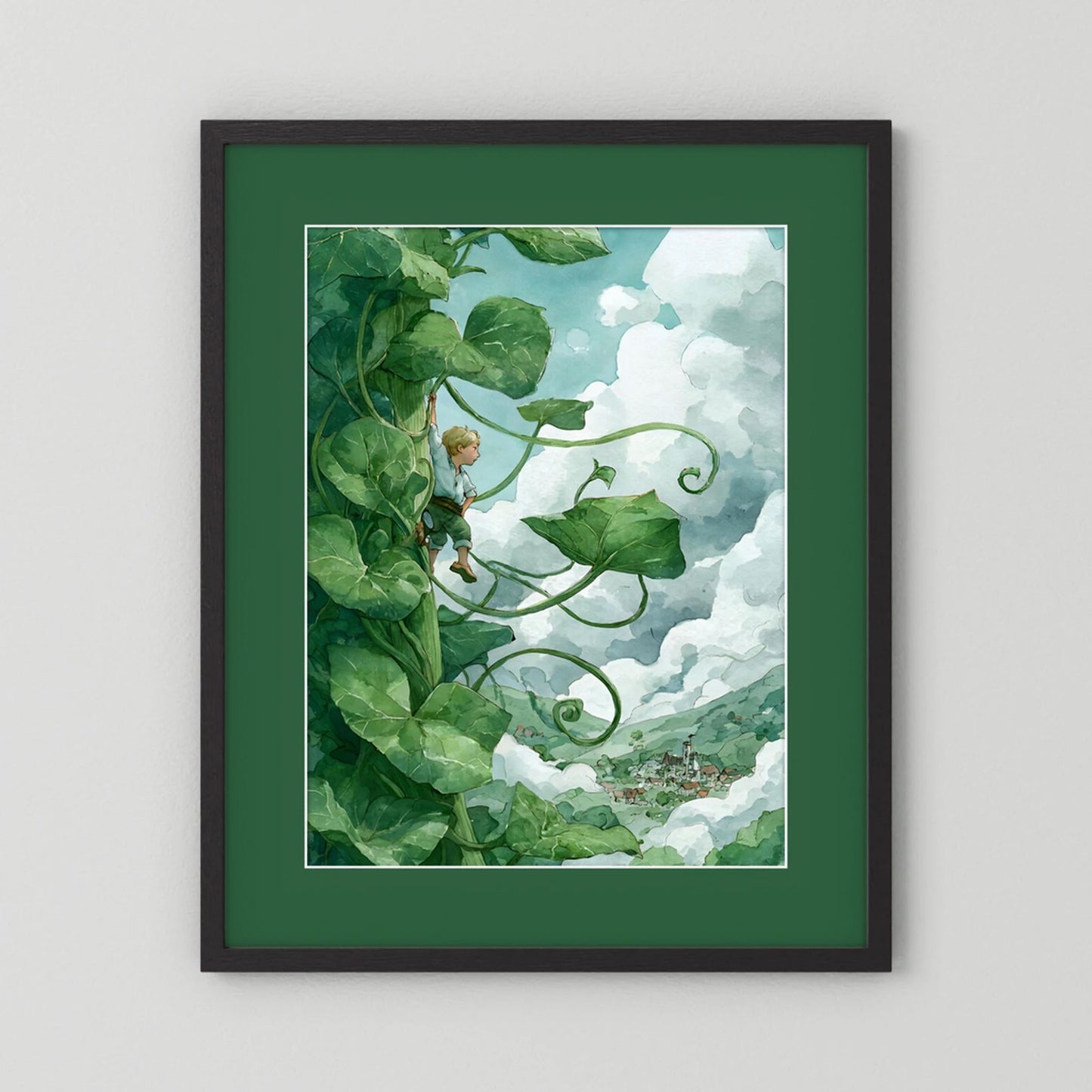 Jack’s Ascent to the Clouds - Jack and the Beanstalk in Watercolors
