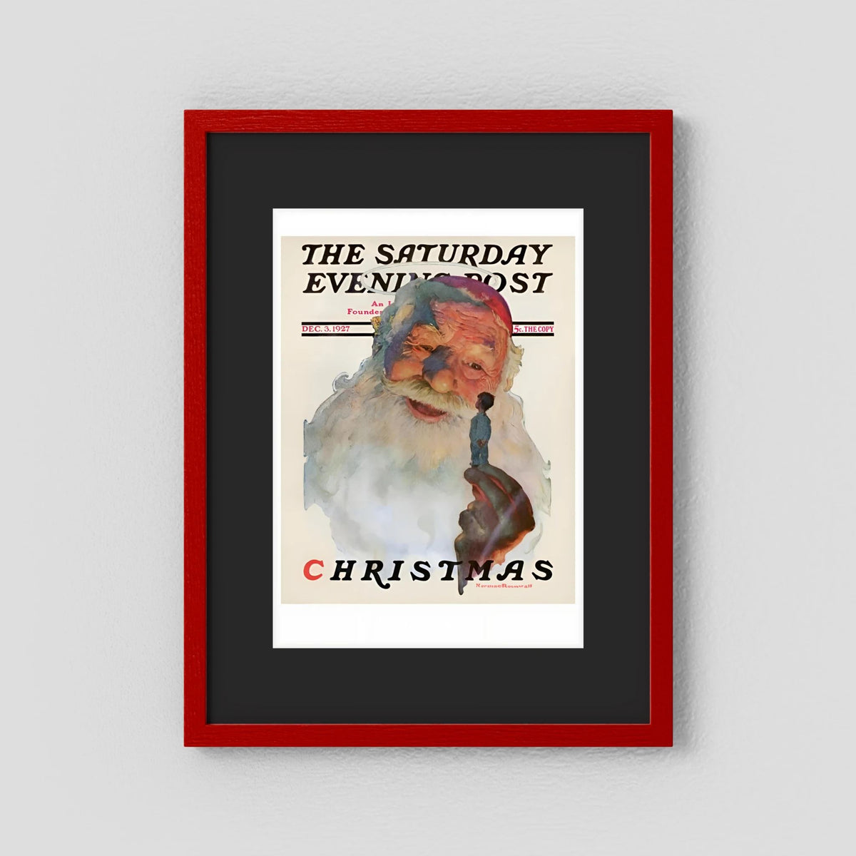 Norman Rockwell “Christmas, 1927” Vintage Santa Print – Heavy Matte Cardstock